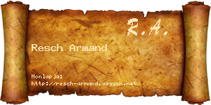 Resch Armand névjegykártya